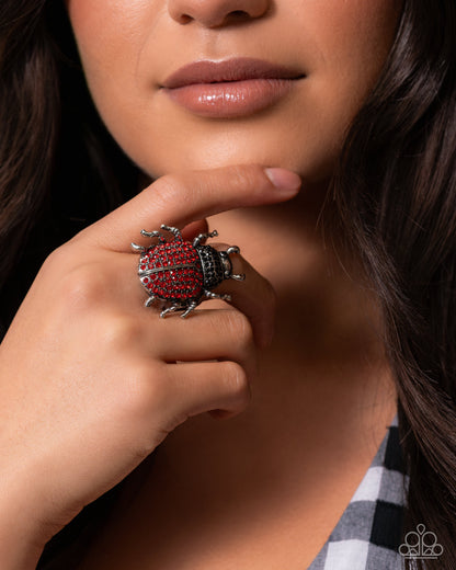 Beetle Bling - red - Paparazzi ring