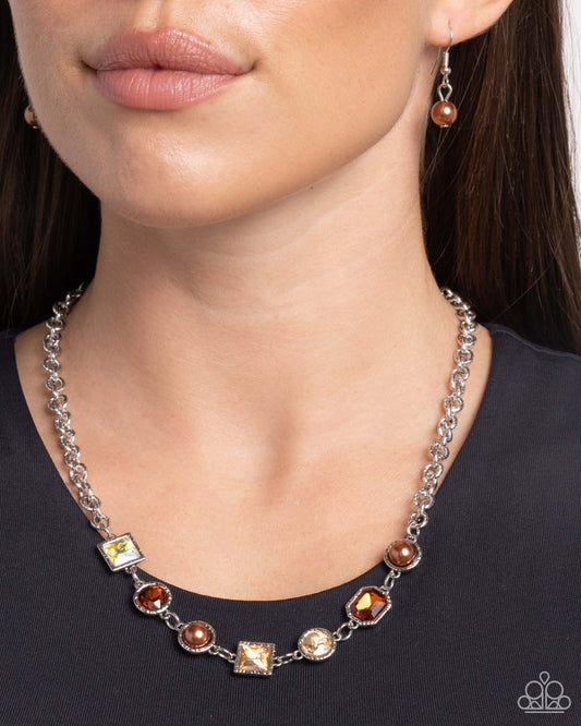 Bejeweled Bravado - brown - Paparazzi necklace