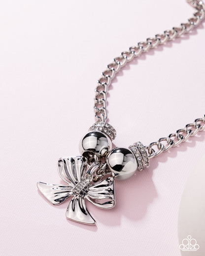 Big Deal Bow - white - Paparazzi necklace