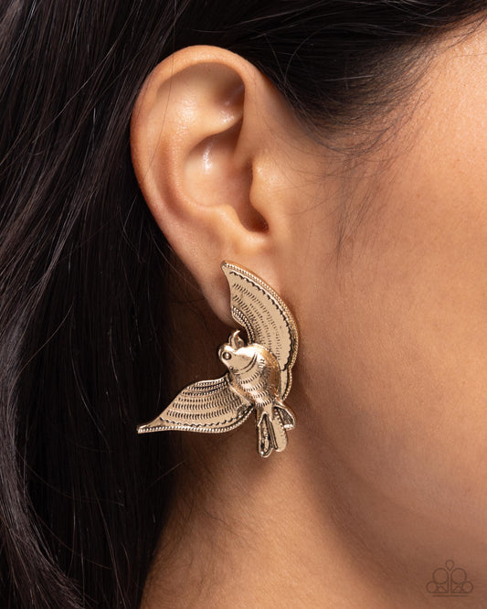 Bird of PLAY - gold - Paparazzi earrings