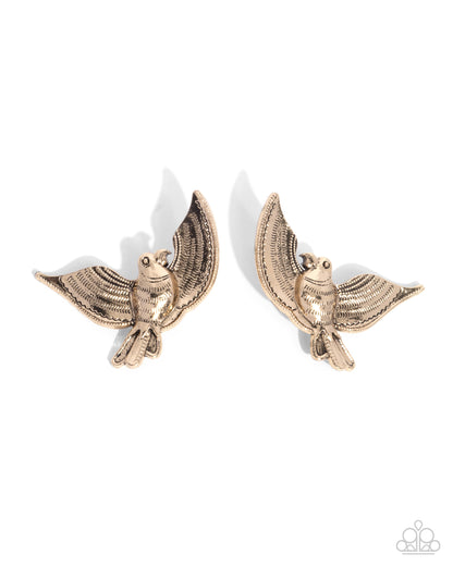 Bird of PLAY - gold - Paparazzi earrings