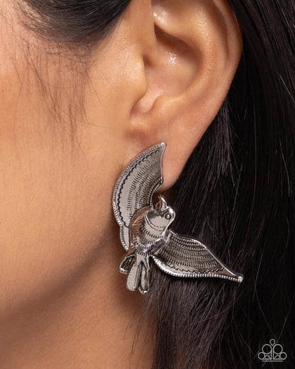 Bird of PLAY - silver - Paparazzi earrings