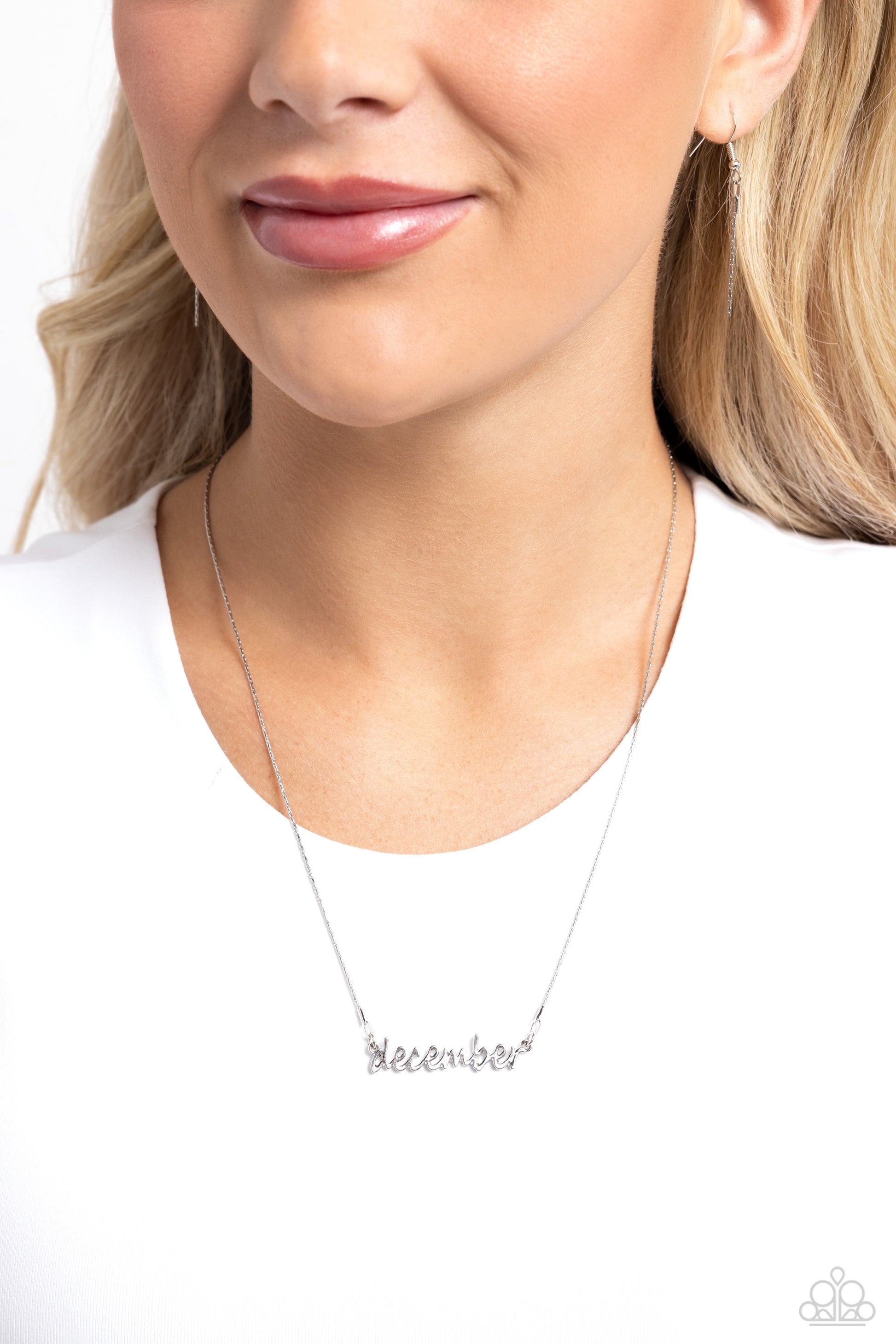 Birth Month Bling - December - silver - Paparazzi necklace