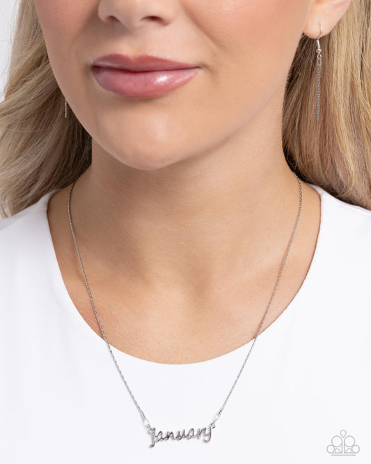 Birth Month Bling - January - silver - Paparazzi necklace