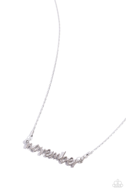Birth Month Bling - November - silver - Paparazzi necklace
