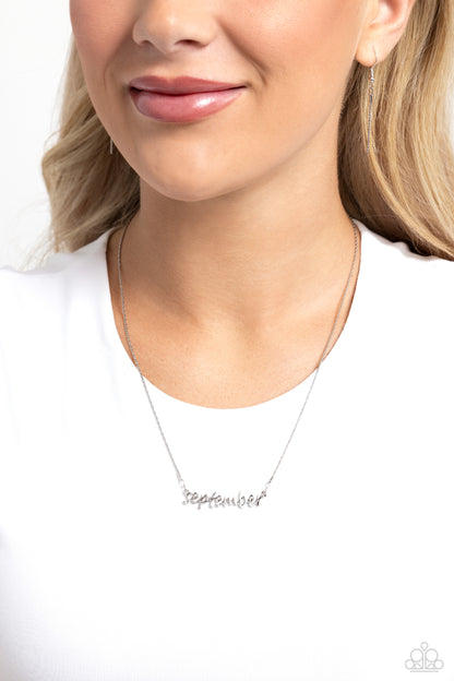 Birth Month Bling - September - silver - Paparazzi necklace