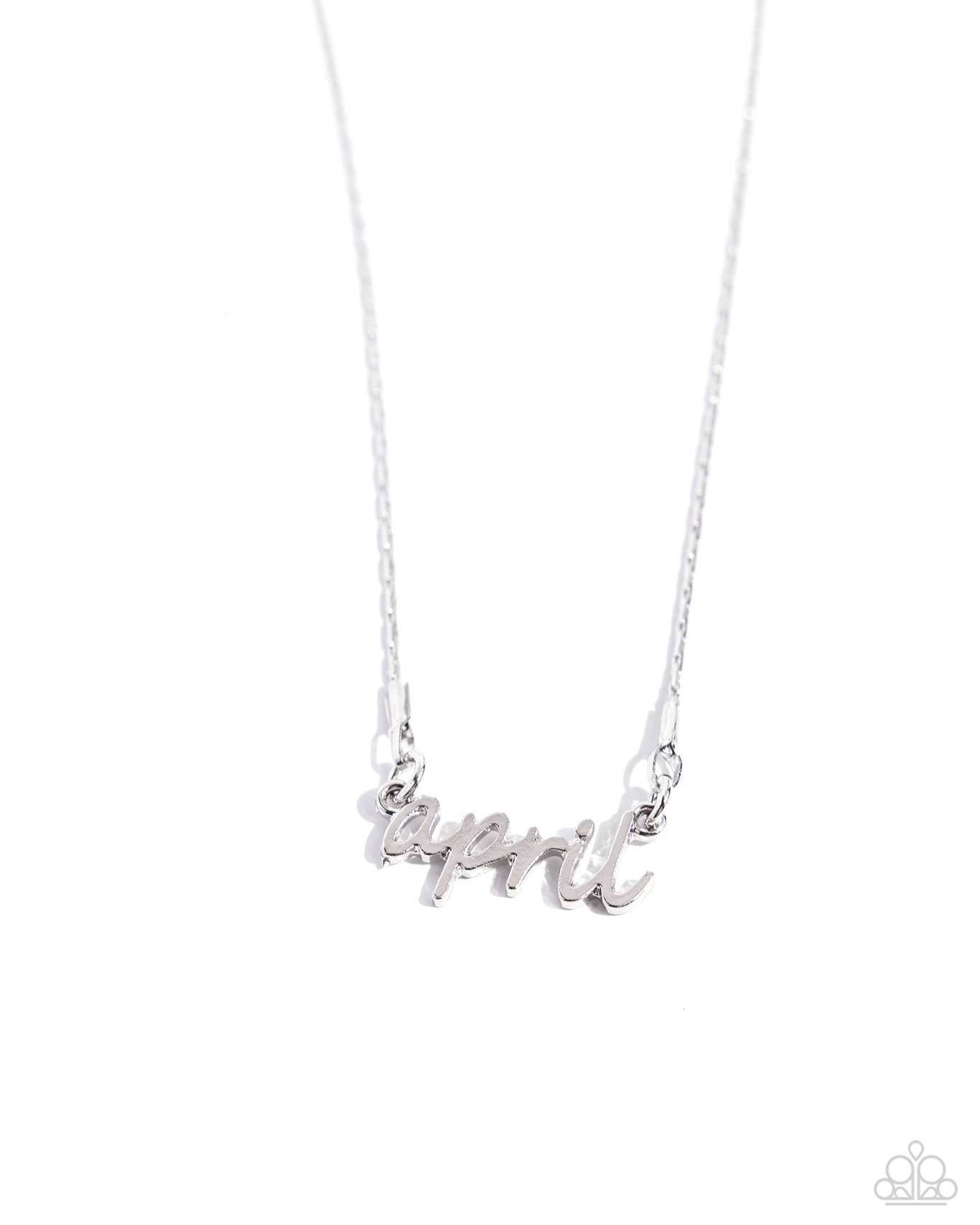 Birth Month Bling - April - silver - Paparazzi necklace