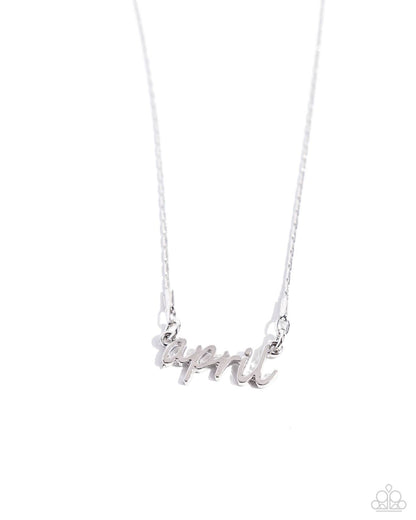 Birth Month Bling - April - silver - Paparazzi necklace