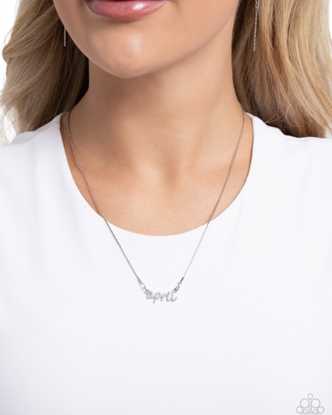Birth Month Bling - April - silver - Paparazzi necklace