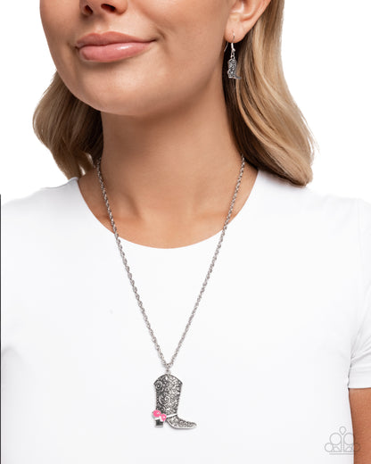 Blazing Boot - pink - Paparazzi necklace