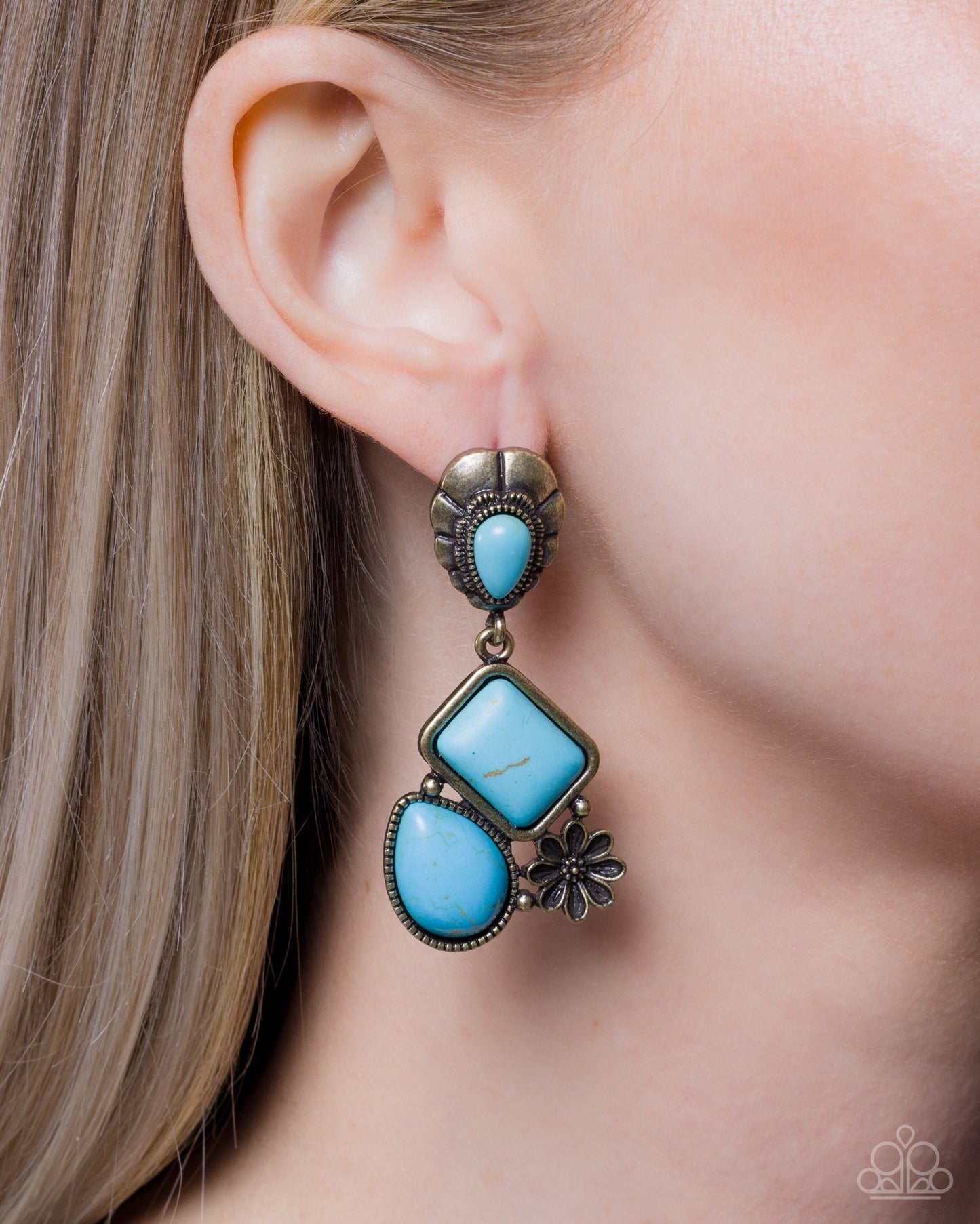 Blazing Bravado - brass - Paparazzi earrings