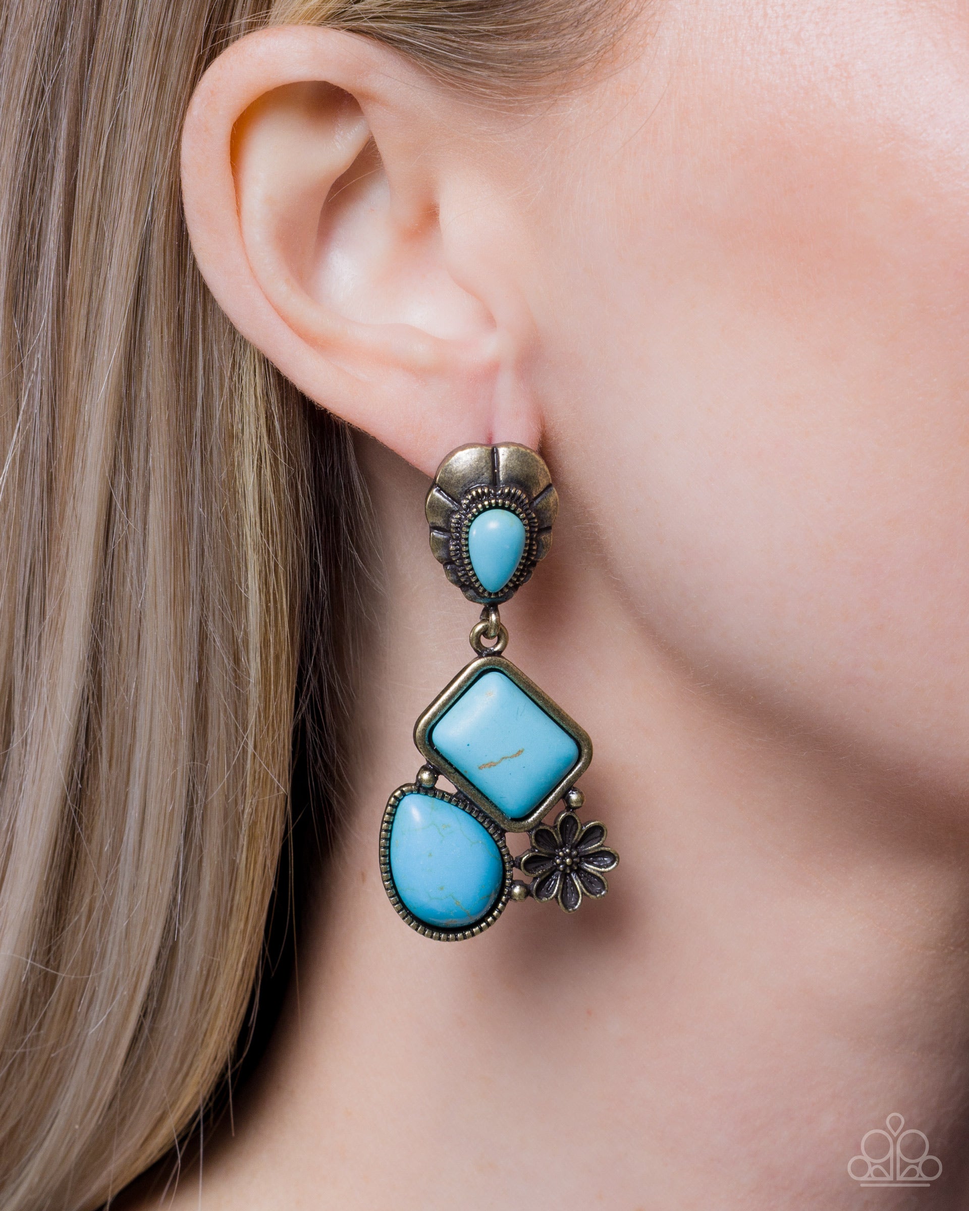 Blazing Bravado - brass - Paparazzi earrings