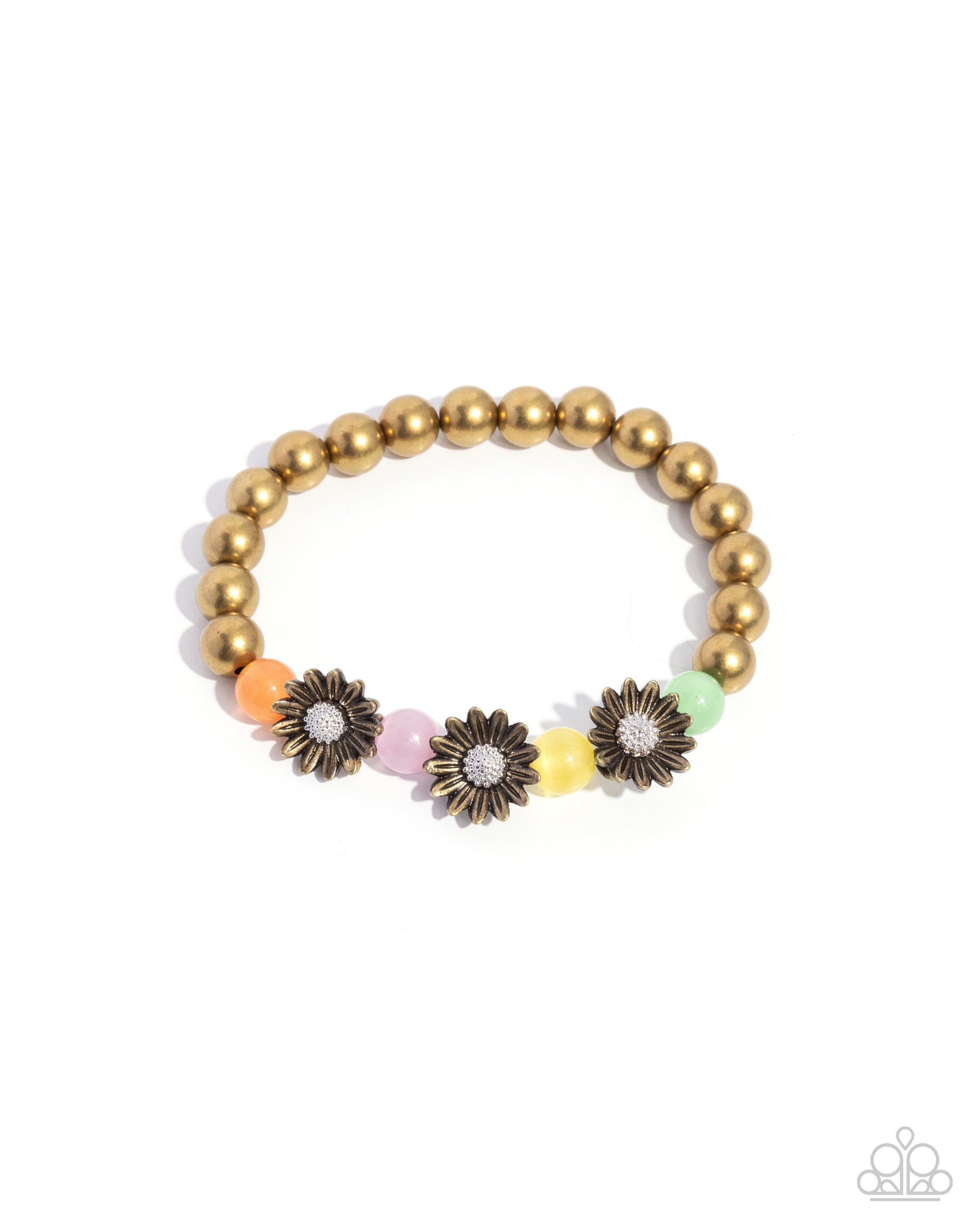 Blending Blooms - brass - Paparazzi bracelet