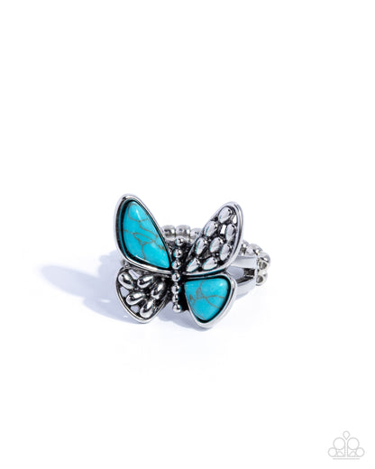 Blinding Butterfly - blue - Paparazzi ring
