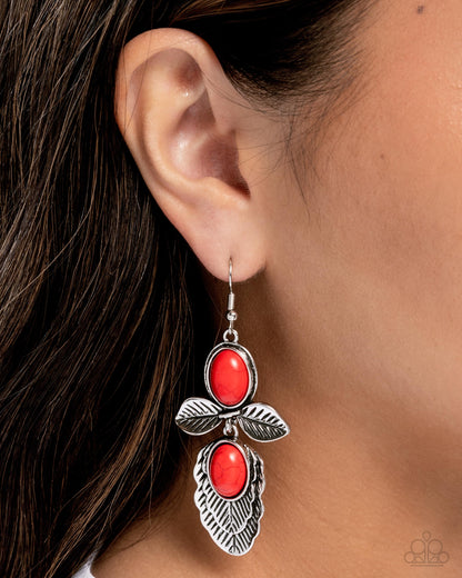 Blooming Bevy - red - Paparazzi earrings