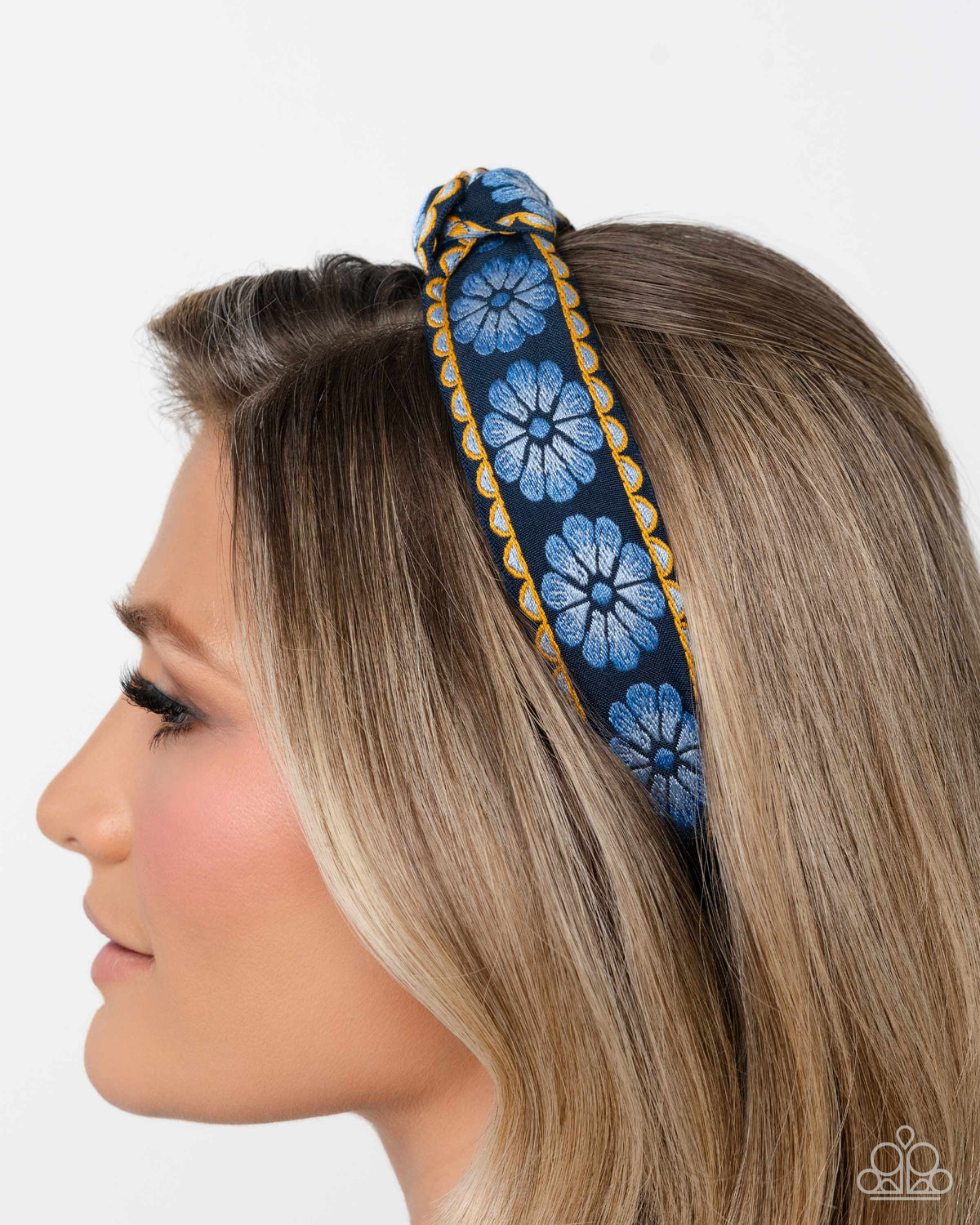 Elegant Blue and Gold Floral Headband navy blue flower crown royal blue floral headband crown  main image 4