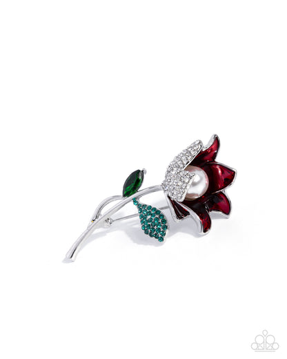 Blooming Busybody - red - Paparazzi brooch