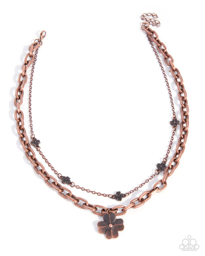 Blunt Blossoms - copper - Paparazzi necklace