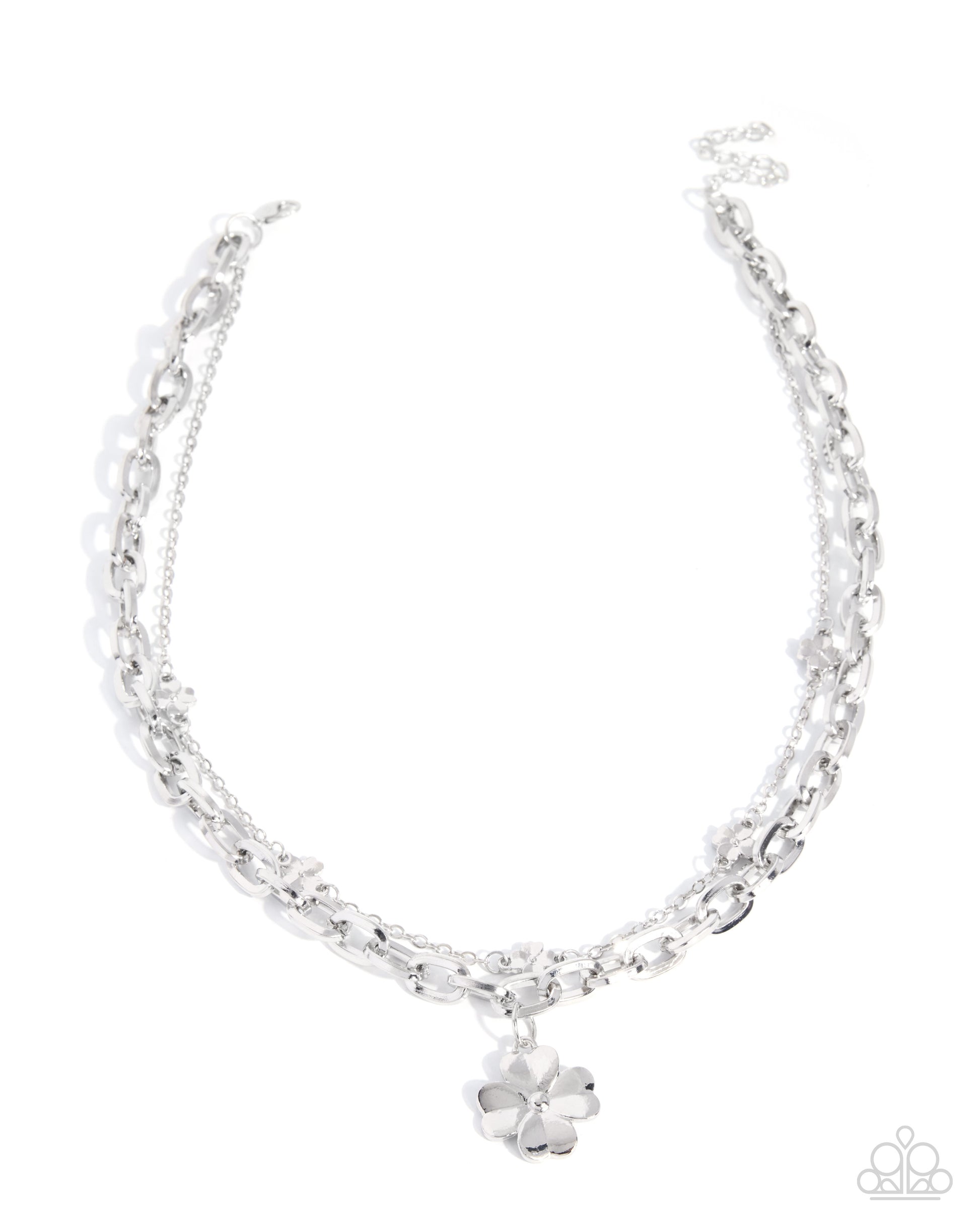 Blunt Blossoms - silver - Paparazzi necklace