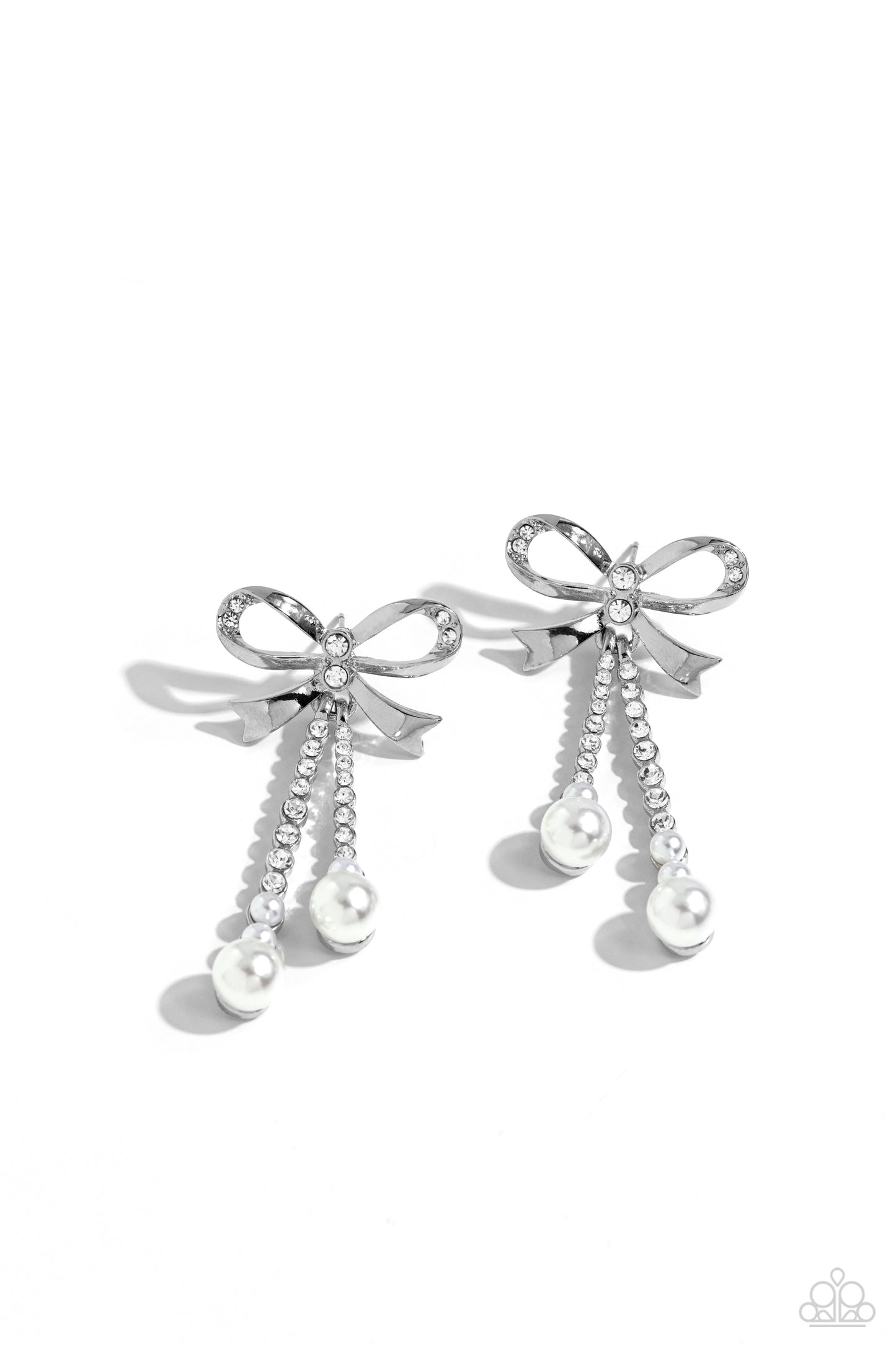 Bodacious Bow - white - Paparazzi earrings