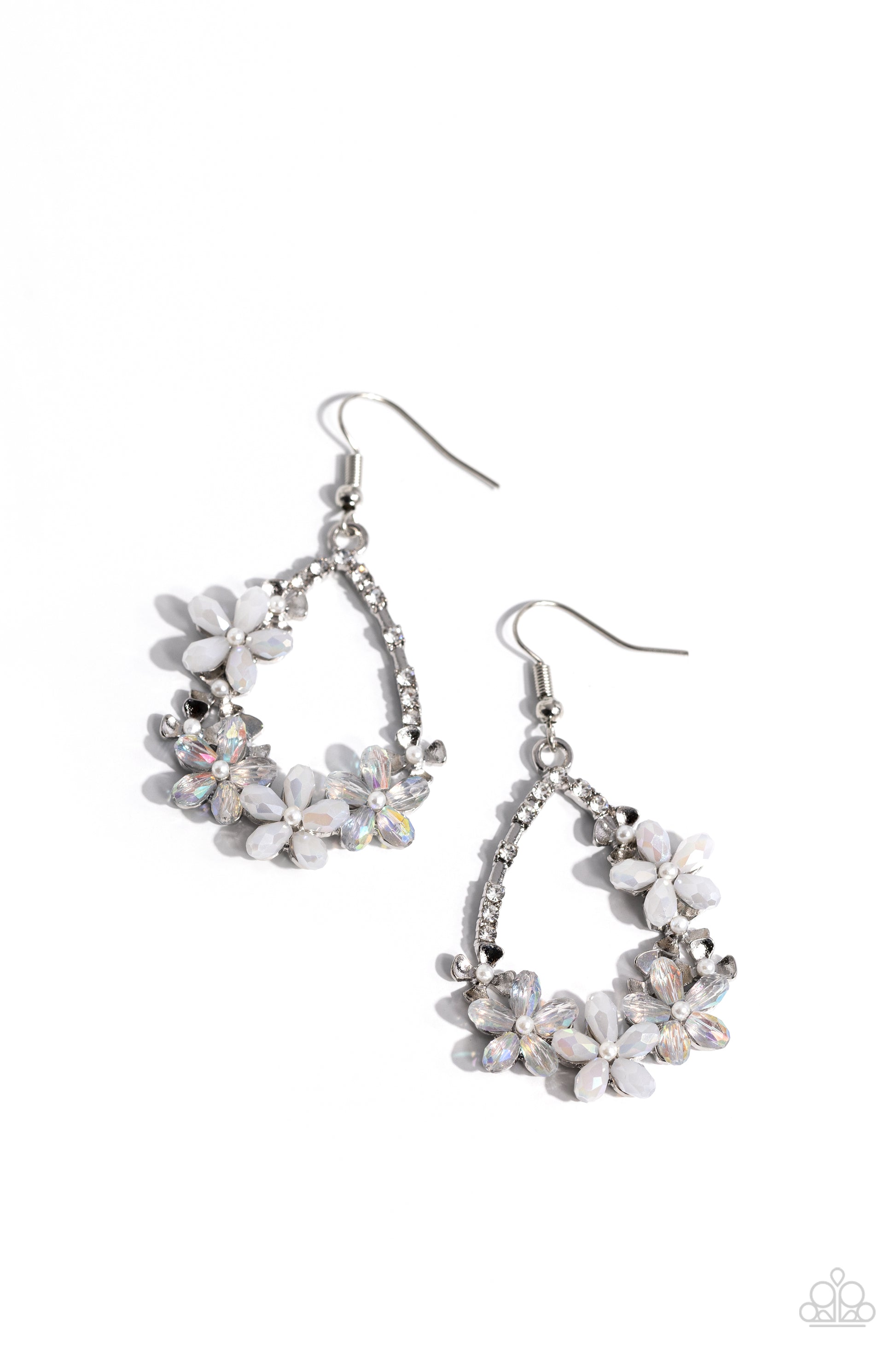 Boisterous Blooms - white - Paparazzi earrings