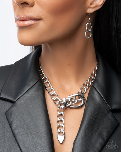 Bold Buckle - silver - Paparazzi necklace