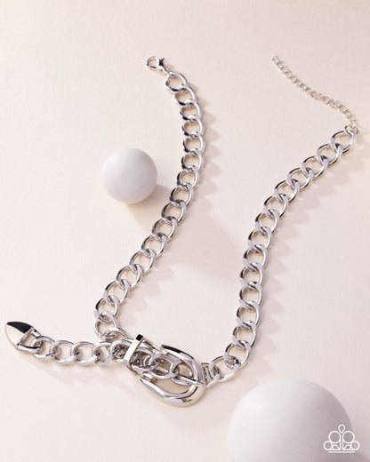 Bold Buckle - silver - Paparazzi necklace