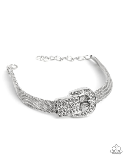 Boldly Buckled - white - Paparazzi bracelet