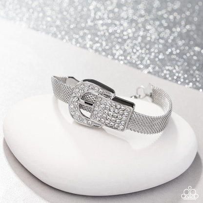 Boldly Buckled - white - Paparazzi bracelet