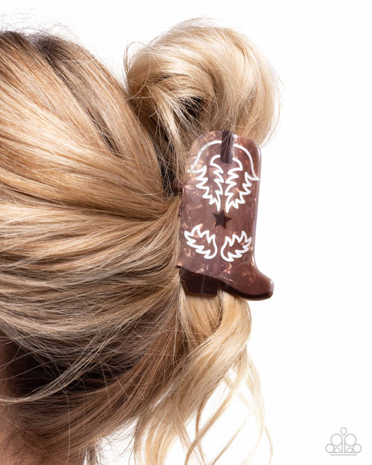 Boot Scootin Behavior - brown - Paparazzi hair clip
