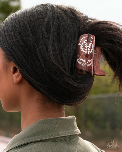 Boot Scootin Behavior - brown - Paparazzi hair clip