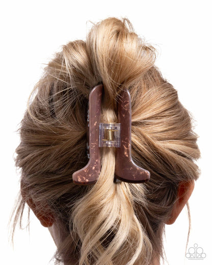 Boot Scootin Behavior - brown - Paparazzi hair clip