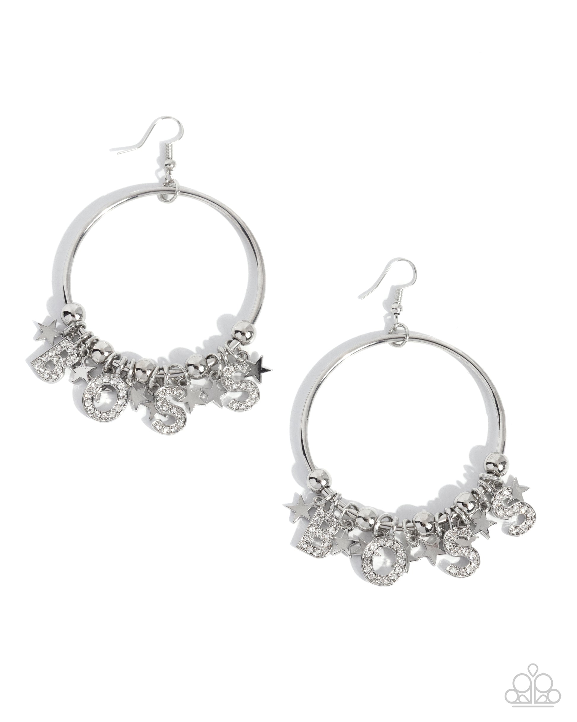 Boss Level - white - Paparazzi earrings