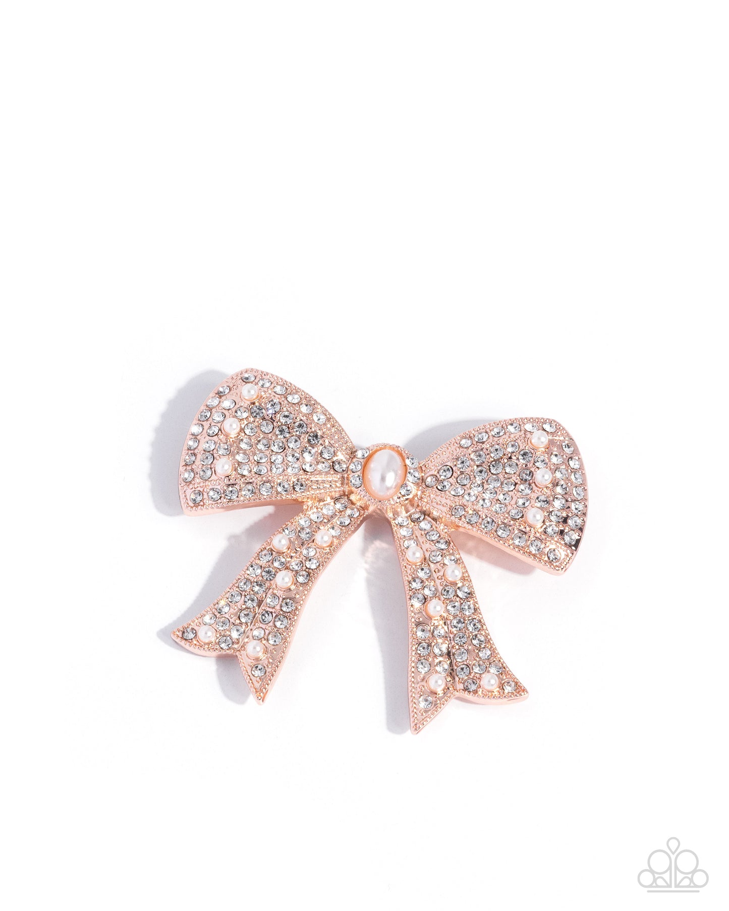 Bow Bravado - rose gold - Paparazzi brooch