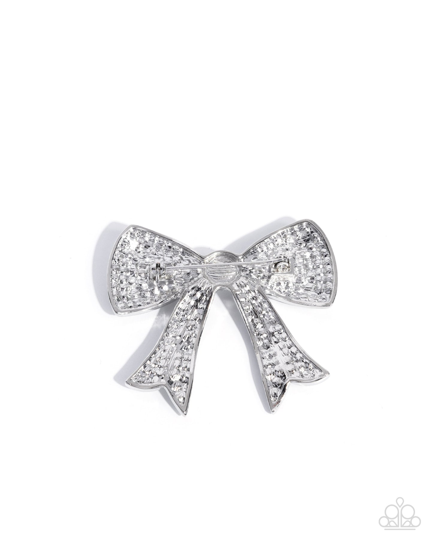 Bow Bravado - white - Paparazzi brooch