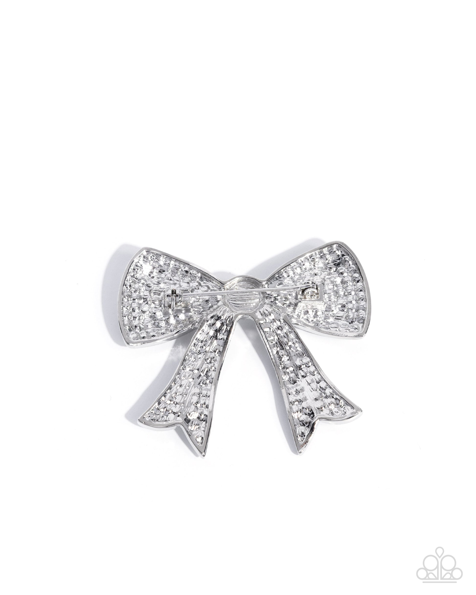 Bow Bravado - white - Paparazzi brooch