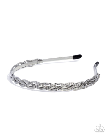 Braided Boarding School - silver - Paparazzi headband