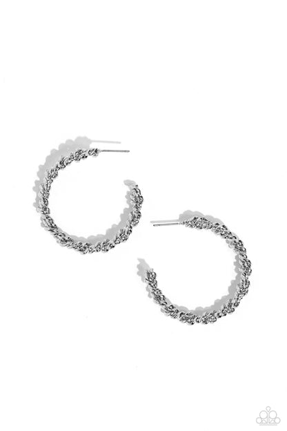 Braided Bravado - silver - Paparazzi earrings
