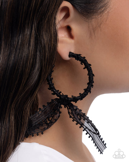 Brand New Bow - black - Paparazzi earrings