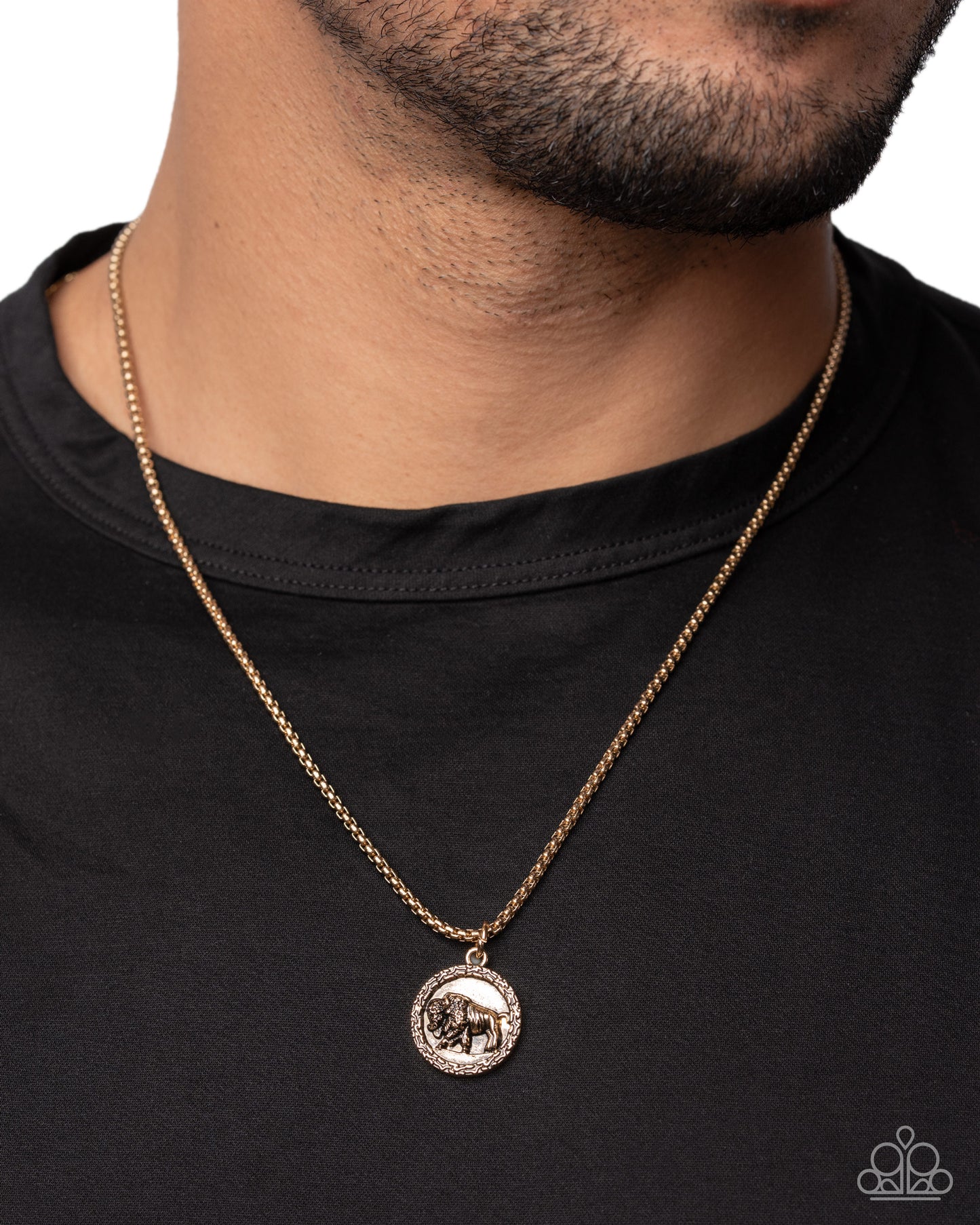 Brave Buffalo - gold - Paparazzi MENS necklace