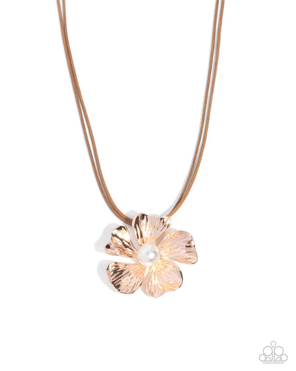 Brazen Bloom - rose gold - Paparazzi necklace