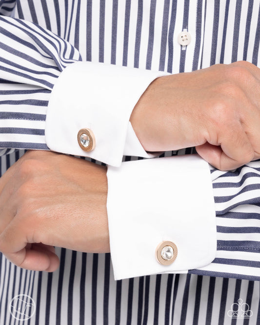 Breaking Boundaries - gold - Paparazzi MENS cufflinks