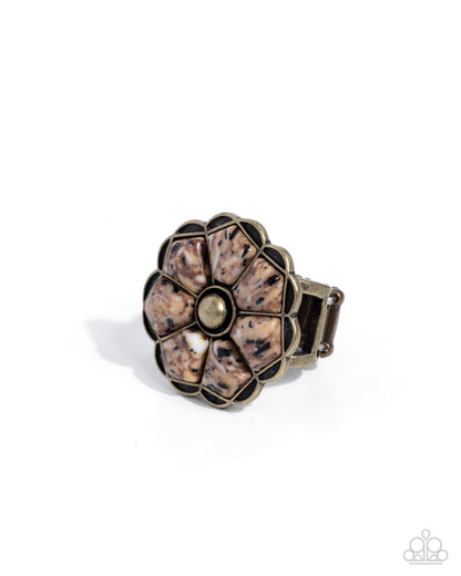 Breathless Blooms - brass - Paparazzi ring