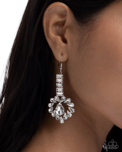 Bright Balance - white - Paparazzi earrings
