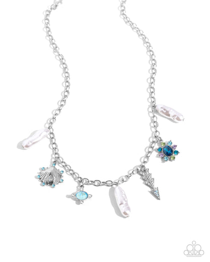 Broaching Beauty - blue - Paparazzi necklace