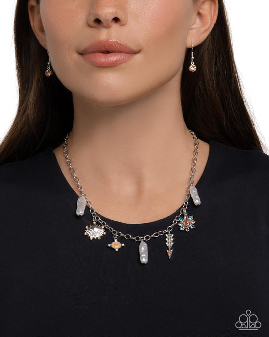 Broaching Beauty - orange - Paparazzi necklace