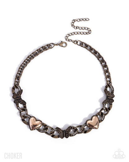 Budding Butterfly - brass - Paparazzi necklace