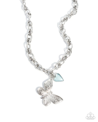Budget Butterfly - blue - Paparazzi necklace