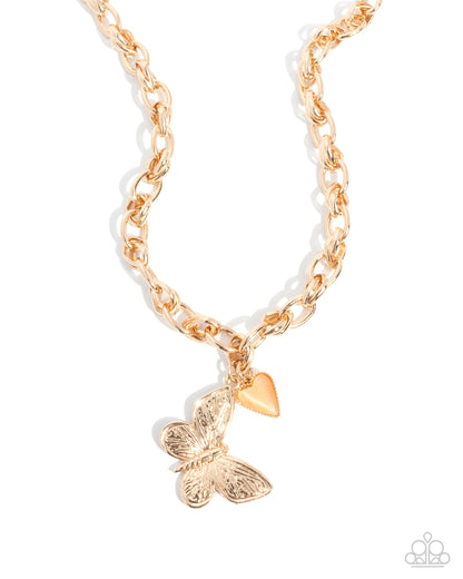 Budget Butterfly - orange - Paparazzi necklace