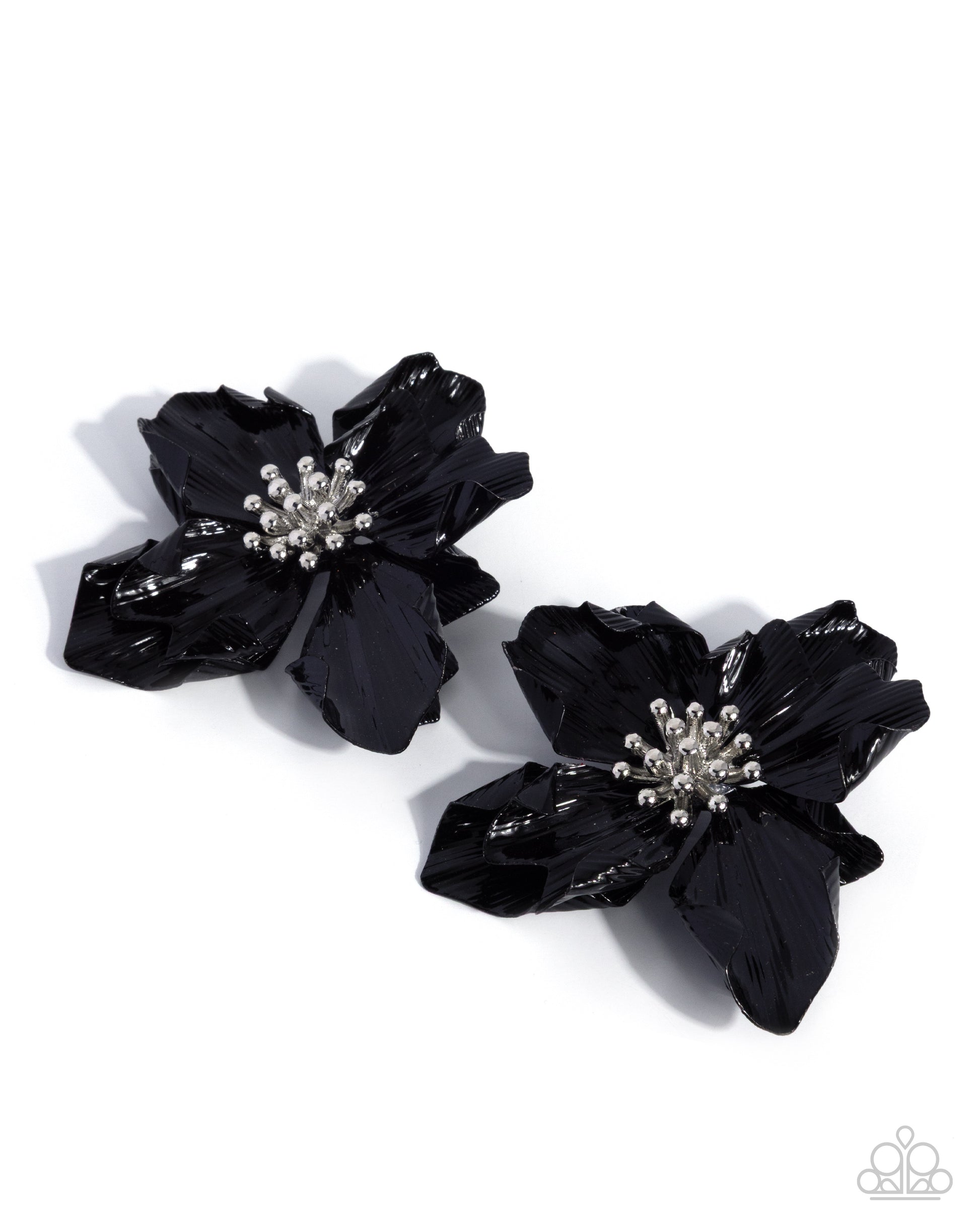Buoyant Blooms - black - Paparazzi earrings